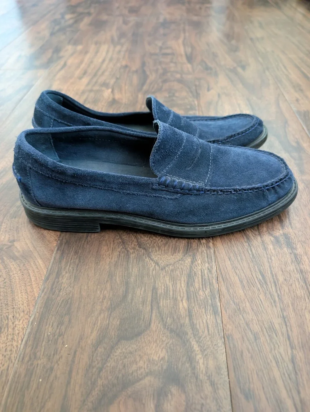 Cole Haan Pinch 8.5 Men's Dark Blue Suede Penny Loafers Slipon Rubber Sole
